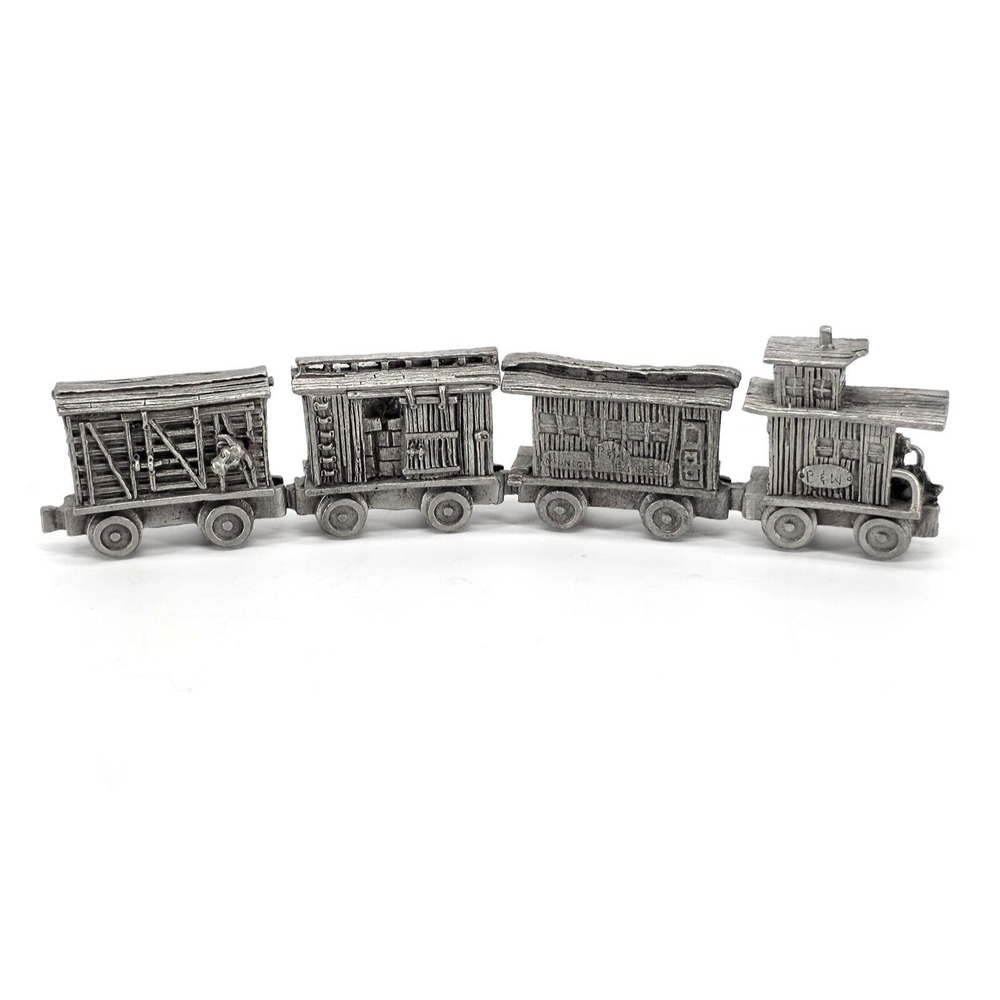 Vintage 1988 Boyd Perry Pewter 4 Piece Miniature Mini Train Set Figures Lot